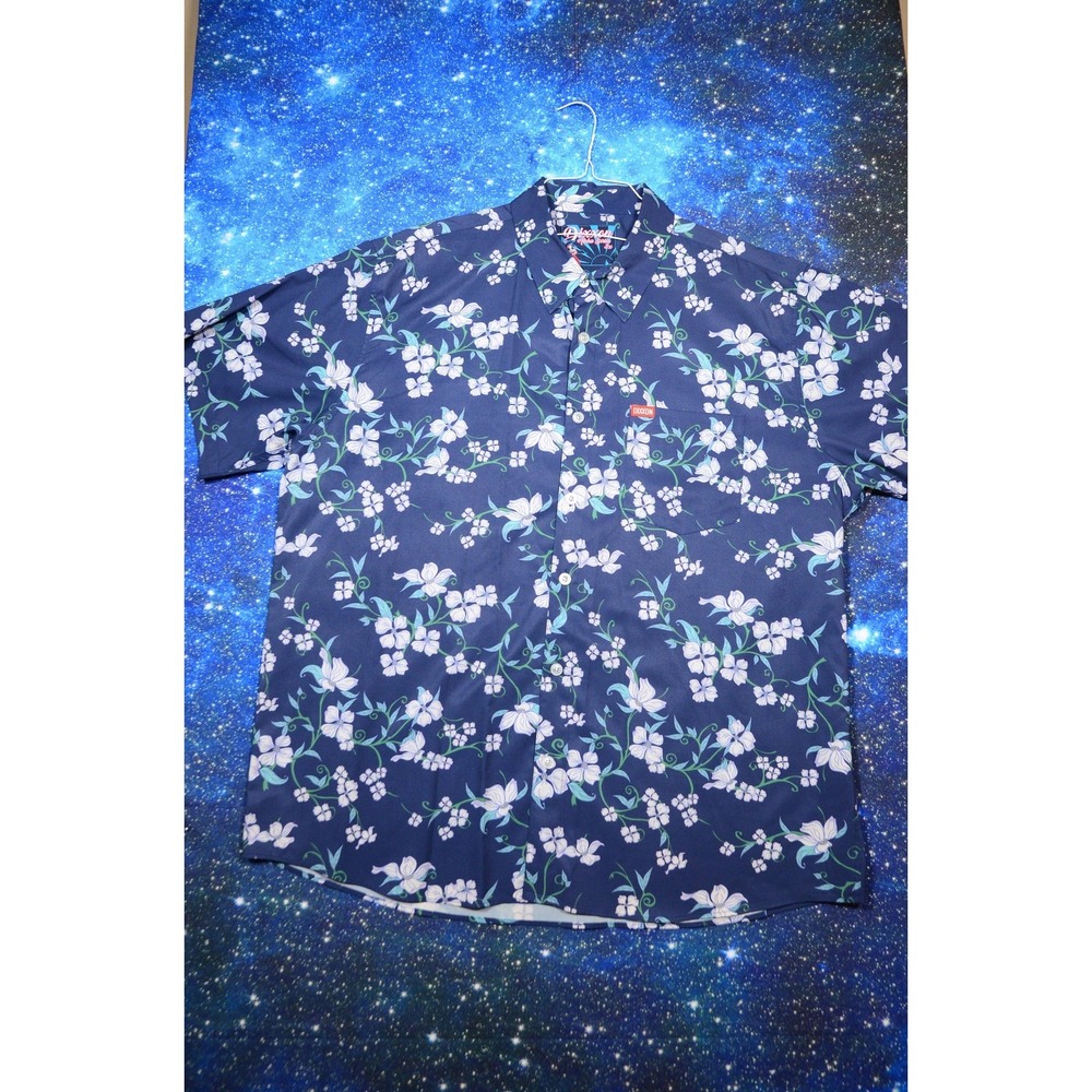 Dixxon Shirt Mens 3XL Blue Floral Aloha Series Hawaiian Button-Up Relaxed Fit